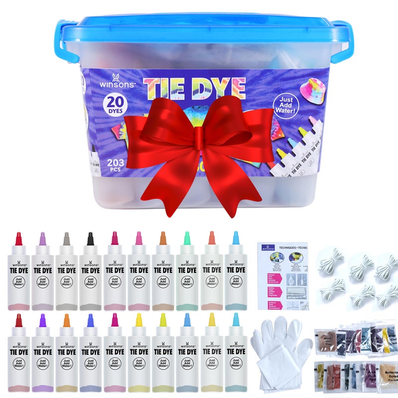 WINSONS Tie Dye Kit 20 Colors Permanent Fabric Dye Art Set for Kids Adults for School, Homemade Party, Creative Groups Activities, DIY Gift - Image 1